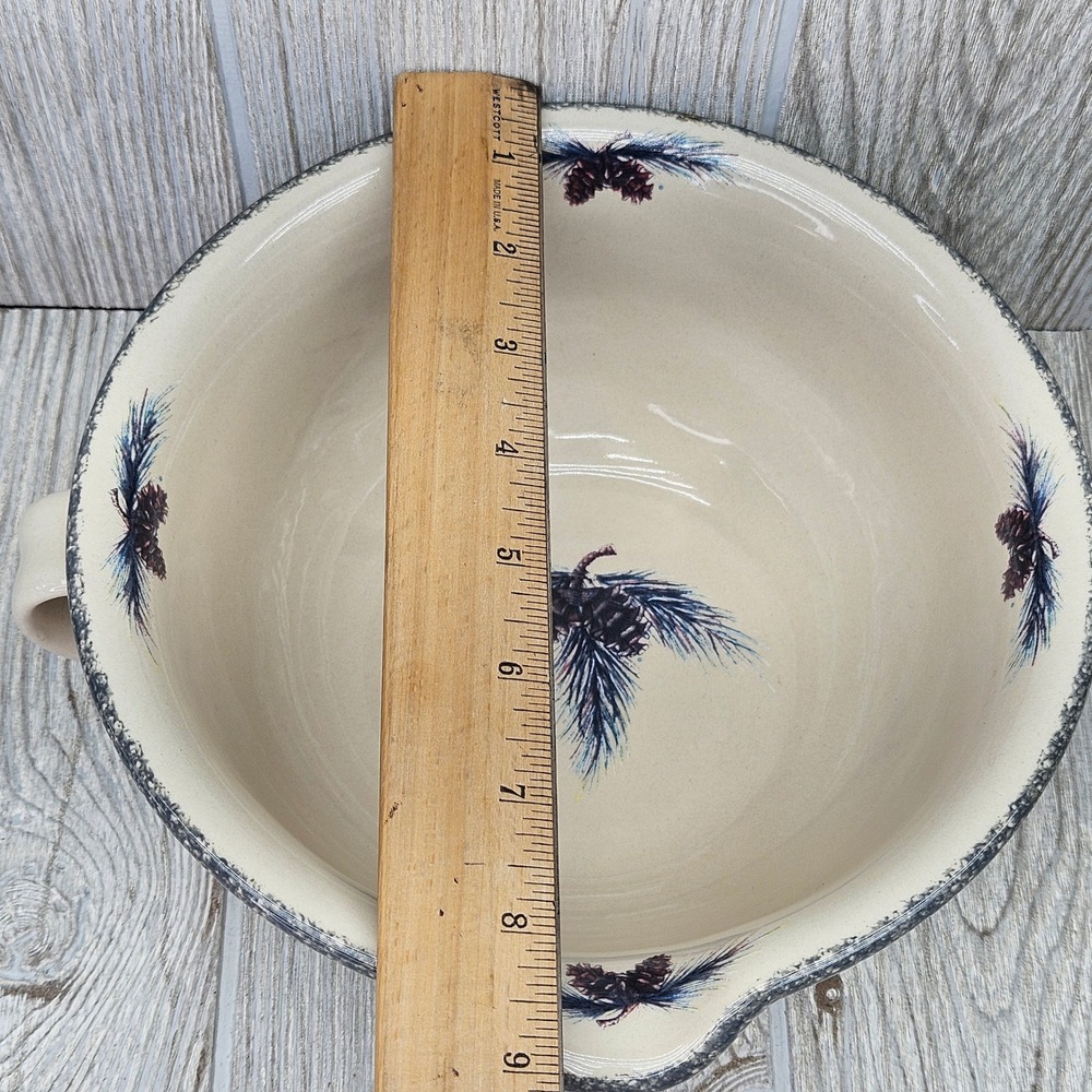 Home & Garden Party Stoneware Batter Bowl Pine Cone Spout Double Handle 2005 - Picture 4 of 10